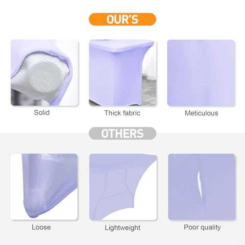 Image of SEPARO 2Pack,6FT Spandex Table Cover Lavender Fitted Rectangular Tablecloth