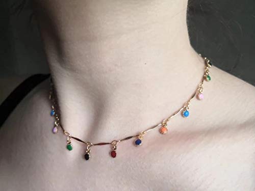 COLAR GARGANTILHA PINGENTES COLORIDOS SOL C5815