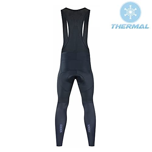 voofly Babadores de bicicleta masculinos acolchoados longos inverno lã térmica ciclismo calça preta