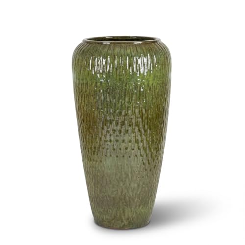 Provencelia Pompadour Blumentopf Tropengrün, Größe: XL - Durchmesser: 36 cm x Höhe: 69 cm, frostfest, handgefertigt, Terrakotta Pflanzkübel im mediterranen Stil für Garten Terrasse Balkon