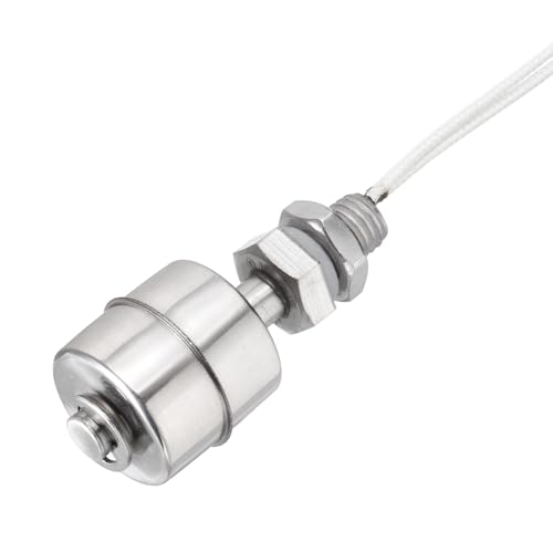 MECCANIXITY Stainless Steel Float Switch, 45mm Rod 110V DC 0.2A Vertical Water Level Sensor M10 Thread Single Tank Liquid Level Controller for Pump/Alarm 1 Pcs