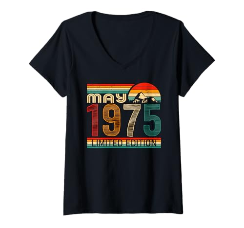 Mujer May 1975 Limited Edition Classic 1975 Year Vintage Birthday Camiseta Cuello V