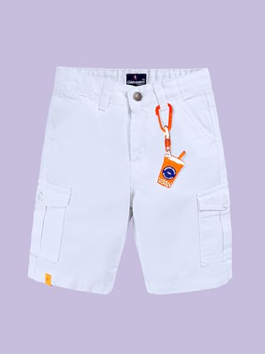 Image of KiddoPanti Boys Knee Length Cargo Denim Shorts with Flap Pockets & Button Closure Casual Wear