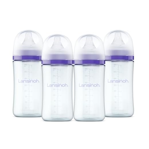Lansinoh Glass Baby Bottles, Anti-Colic, 8 Ounces, 4 Count Bottles for Feeding, Baby Essentials, Includes 4 Medium Flow Nipples, Size M
