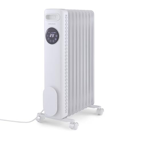 Morphy Richards HeatFlux Digital Oil Filled Radiator 2000W, Remote Control, 20m2 Coverage, LED Digital Touch Panel, Eco Mode, Personalised Warmth, Timer, Auto Switch Off, Cord Storage, White, 827751