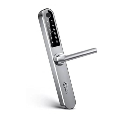 Serrure de porte intelligente Tuya avec poignée – Accès sans clé par code, empreinte ou mobile – Verrou électronique pour porte en bois, aluminium ou portail extérieur - 72 mm