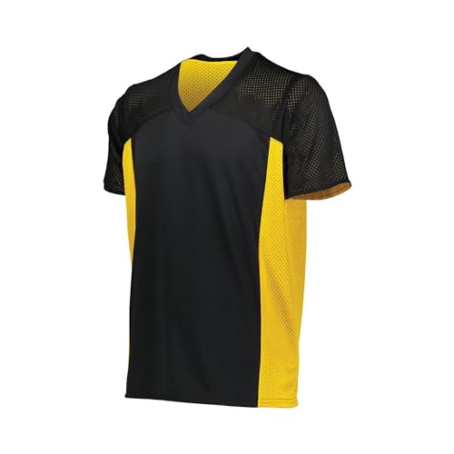 Augusta Sportswear Youth Reversible Flag Football Jersey - Ultimate Performance and Versatility for Young Athletes, Premium Football Jersey with Set-in Sleeves, Black/Gold M