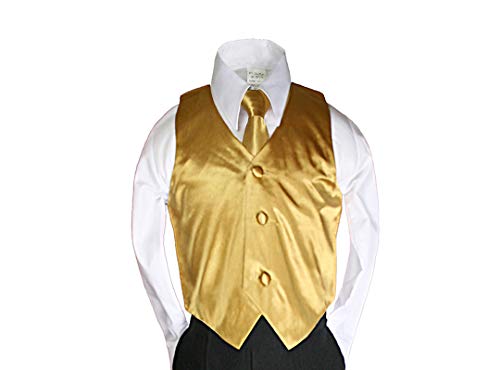 2pc Gold Necktie Vest Set Boy Wedding Graduation Party Formal Suit Sm-20 (7)