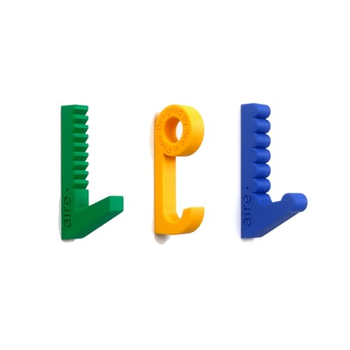 Porte manteau enfant, patère enfant design montessori en Plastique Biosourcé, Vert Jaune Bleu, Lot de 3, pour Vêtements Accessoires Chapeaux Sacs