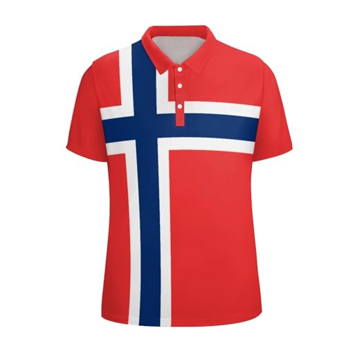Polo para Hombre Noruega con bandera, manga corta casual, camiseta patriótica miniatura 1