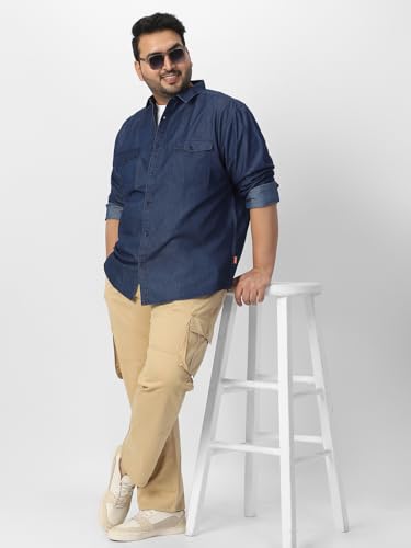 Image of Urbano Plus Men's Full Sleeve Regular Fit Casual Denim Shirt