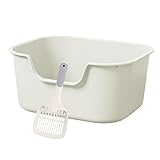 Bothyi Kitten Potty with High Side Toilet Kitty, Large Space Litter Pan Bedpan for Small Cats, Easy to Clean and No Odor - White