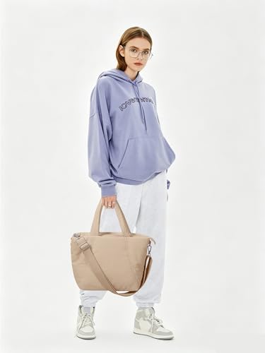 Image of KALIDI Quilted Carryall Tote Bag, Large Puffer Crossbody Women Handbags Shoulder Soft Fluffy Lightweight Travel