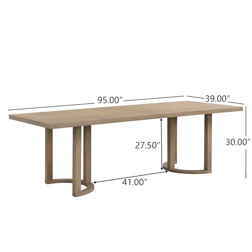 Christopher Knight Home Evat 95 Inch Dining Table for 6-8 People, Modern Kitchen Table with U-Shaped Legs, Large Wooden Rectangular Farmhouse Dinner Furniture for Dining Room, Home Office,Natural Ash by Christopher Knight Home - Image 3