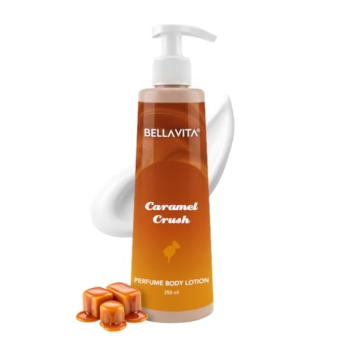 Image of BELLAVITA Caramel Crush | Perfume Body Lotion for Man and Woman | Long-lasting Hydration | Soft & Smooth Skin | Long-lasting Scent | Paraben-free | Infused with Cocoa Butter & Glycerin | 250ml
