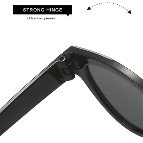 Lunettes de soleil œil de chat mixtes en acétate noir - 5