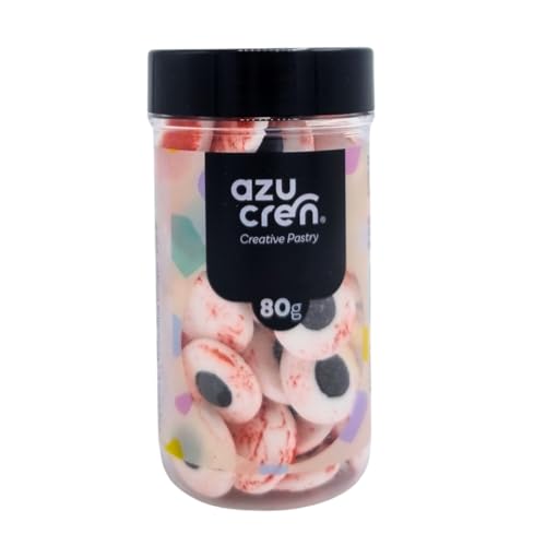Azucren, Ojos de Azucar Comestibles Reposteria Haloween para Decorar Cupcakes y Galletas de Halloween, Decoracion de Azucar, Decora de Forma Sencilla Todo tipo de Creaciones, Varios Tamaños, 90 Gr