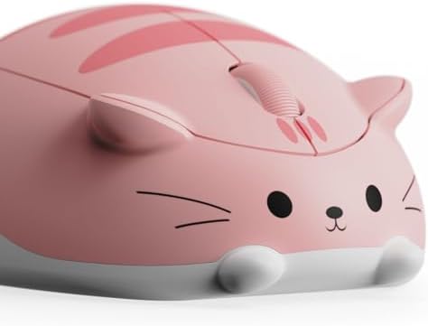 Akko Kabellose Maus Katze Rosa Bluetooth Leiser klick Tri-Mode | Süße Katzenmaus mit 3200 DPI Optiksensor,Leisem Klick,Bluetooth 3.0/5.0/Kabellose Verbindung für Laptop&Büro (Pink