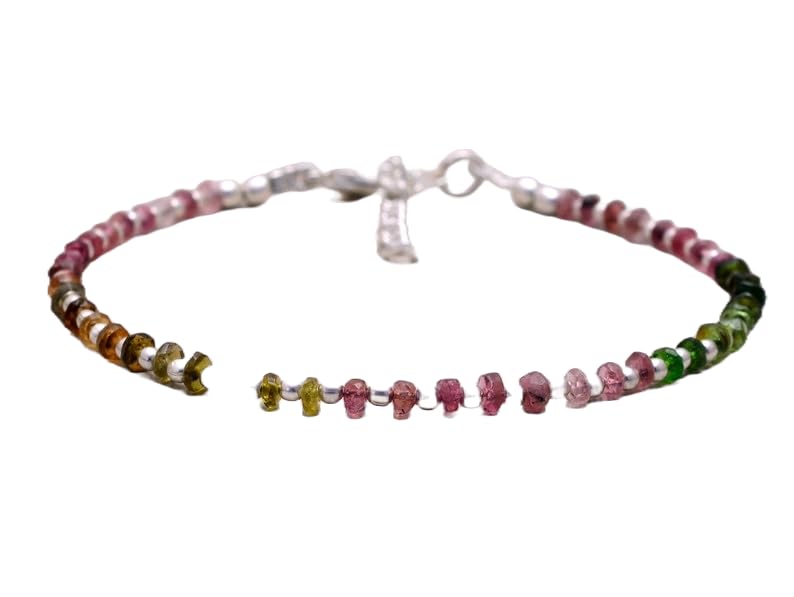 Bracelet tourmaline pastèque LKBEADS argent sterling bijoux fins