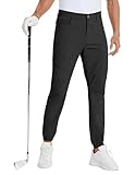 PULI Men's Stretch Golf Joggers Pants Quick Dry Lightweight Hiking Waterproof Casual Dress Pants with Pockets Black 36