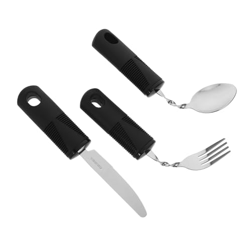 Gogogmee Elderly Hand 3-in-1 Anti-Tremor Spoon Fork Knife Set Weighted Silverware for Seniors Adaptive Utensils Dishwasher Safe