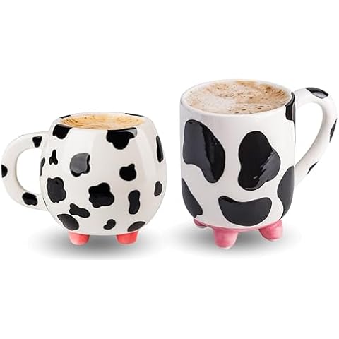 SWEETLO 2 pcs Cow Coffee Mug Cow Stuff 15 oz Cover
