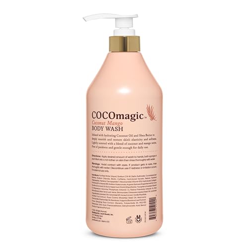 Cocomagic Coconut Mango Body Wash | Hydrating Coconut Oil & Shea Butter | Paraben Free, Non-Greasy, Cruelty Free, Made i