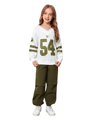 Image of SweatyRocks Girl's 2 Piece Outfits Jersey Y2K Baggy Shirts Graphic Sweatshirt and Cargo Pants Set