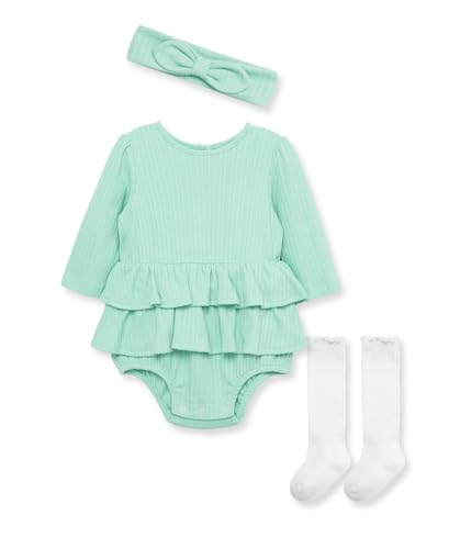 Little Me Simply Clothes for Baby Girls' 100% Organic Cotton Lichen Knit Bubble Set, 6 Months