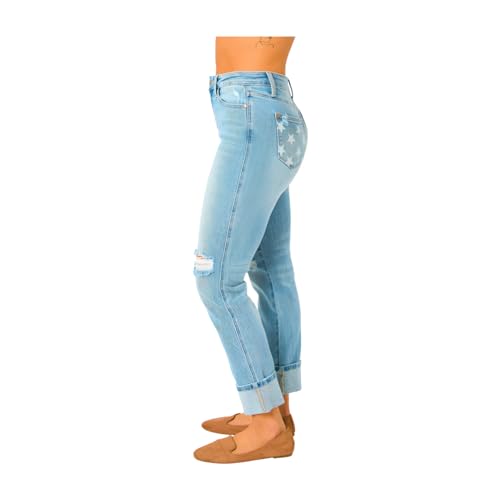 Judy Blue Mid Rise Star Pocket Boyfriend Jeans4