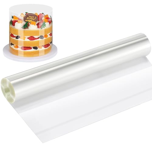 DNGH Tortenrandfolie 30 cm Hoch 10m Tortenfolie Transparent Acetat Folie Wiederverwendbar Tortenring Folie Torten Folienrand Stabil für Kuchen Mousse Kuchen Dessertringe (30 cm x 10 m)