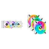 Corsair iCUE H150i Elite Capellix Liquid CPU Cooler - White & QL Series, iCUE QL120 RGB, 120mm RGB...