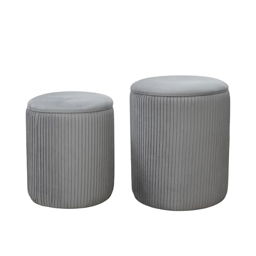 Set of 2 Velvet Storage Ottomans with Flip-Top Lid