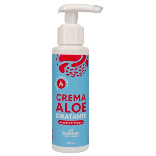 Vestena – Crema hidratante facial y corporal, crema manos secas y agrietadas con aloe vera gel puro Aloe Arborescens. Crema para piel seca, sensible o grasa en skincare. Made in Italy – 100 ml