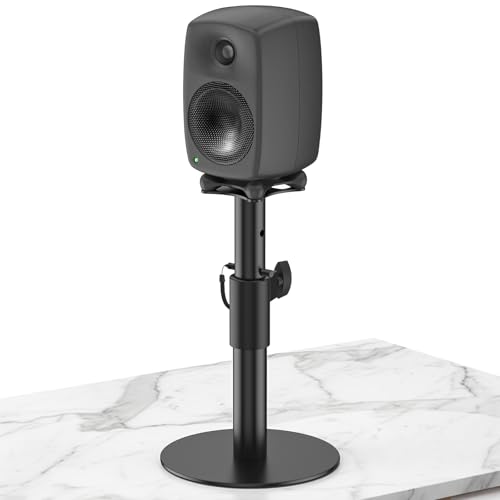 Height Adjustable Desktop Speaker Stand for Genelec G2 / 8020D / 8320A Studio Monitors Up to 30Lbs - Metal Desk Speaker Stands for Genelec Studio Monitor Stand with Cable Management