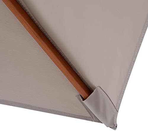Outsunny 2m x 1.5m Patio Parasol Garden Umbrellas Sun Umbrella Bamboo Sunshade Canopy Outdoor Backyard Furniture Fir Wooden Pole 6 Ribs Tilt Mechanism