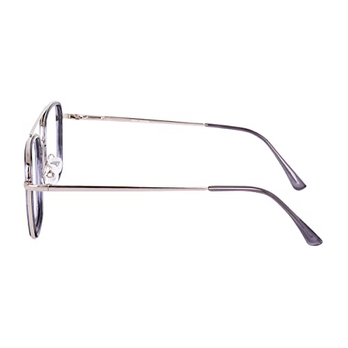 Image of CREEK Blue Light Blocking Blue Cut Zero Power anti-glare Retro Square Eyeglasses,Metal Frame for Eye Protection from UV by Computer /Mobile (With Torch and Testing Card)
