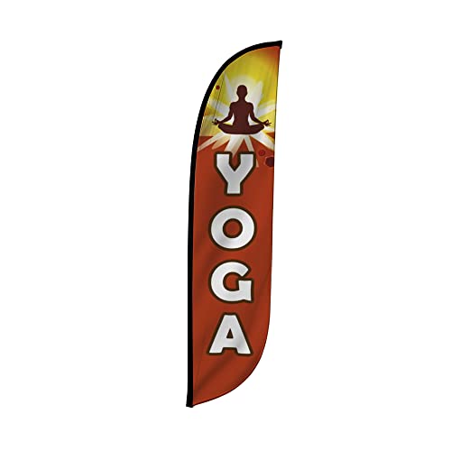 LookOurWay Feather Flag Banner - 12 Feet Tall Advertising Flags for Outdoor Business and Events Promotion - Swooper Flag Only - Enrollment Flags - Yoga (10M1200157)