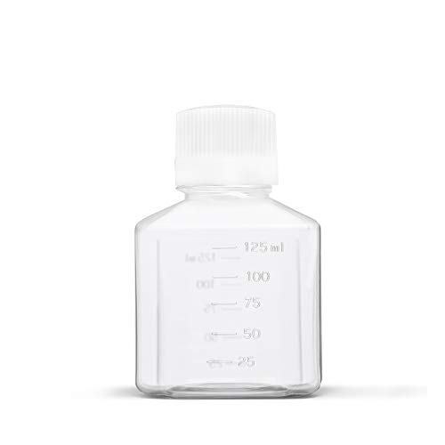 125 ml Plastic Reagent Bottle 6-Pack Laboratory Chemical Storage - Clear Graduated Square Polycarbonate Plastic Leakproof Bottles - Thumbnail 4