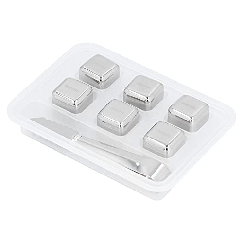 Cubitos de Hielo de Acero Inoxidable Reutilizables | Enfriador de Piedras de Whisky de 6 Piezas para Bebidas | Enfriador de Cerveza/Vino/Bebidas | Alimentos: Cubitos de Hielo