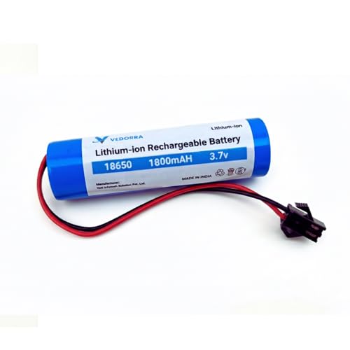 Image of 3.7V 18650 Lithium-Ion Rechargeable Battery for RC Toys & Electronics, JST 2-Pin Connector, Built-in Protection Circuit (1800MAHBLACK)