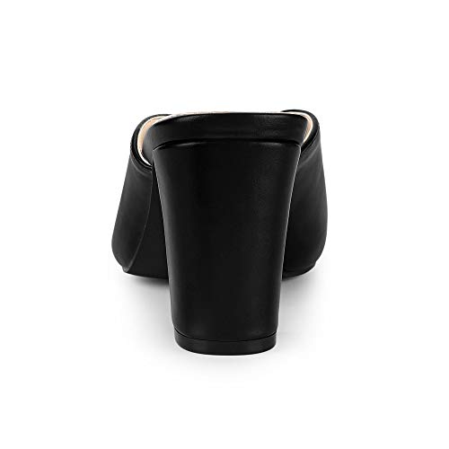 Allegra K Allegra K Women's Pointed Toe Chunky Heels Black Slides Mules 8 M US