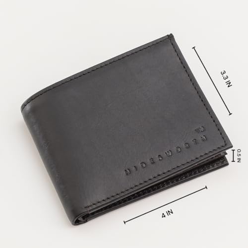 Men's Genuine Leather Bifold Wallet RFID Blocking, 2 ID Windows, 6 Card Slots, Extra Capacity2