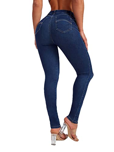Jeggings for Women High Waist Stretchy Jeans Slim Fit Leg Skinny Jeans with Pockets Women's High Waisted Skinny Jeans (Medium,Dark Blue)