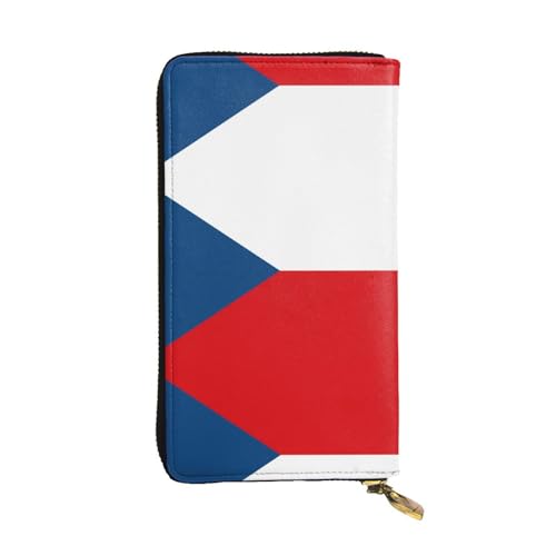 Flag of the Czech Republic printing Women's leather long handheld wallet large capacity credit card zipper bag