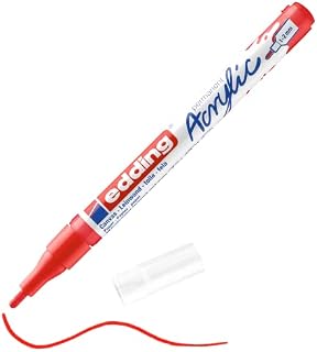 edding 5300 acrylic marker fine - white - 1 waterproof acrylic paint marker - fine round nib 1-2mm - acrylic paint pen for drawing on canvas, art paper and wood - acrylic markers for pebbles