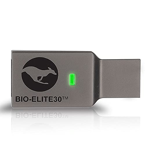 Kanguru - 32 GB Defender BioElite30 Encrypted Secure USB 3.0 Flash Drive with Fingerprint Access, Built-In Antivirus Drive & Secure Browser, FIPS 140-2 Level 3