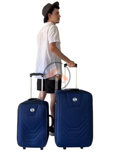 KIT CONJUNTO JOGO 2 MALAS VIAGEM VILLAGE - MÉDIA E PEQUENA Cor:Azul