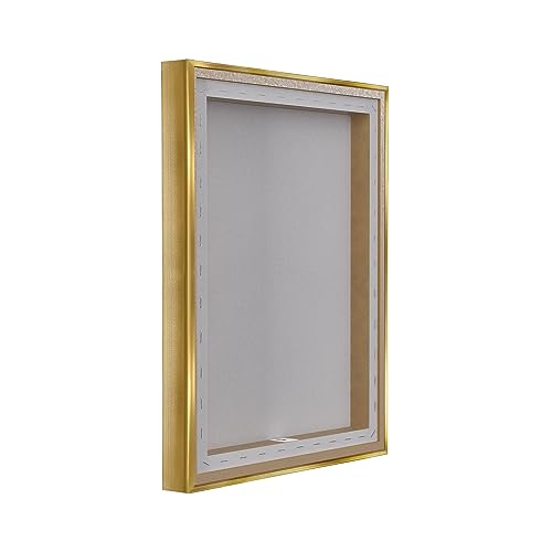 Image of Stupell Industries 'Typewriter with Joy'| Floating Frame Canvas Art | Stupell Industries | Gold, 17 x 21 Inches, Easy to Hang and Sturdy, Made in USA, by Martina Pavlova