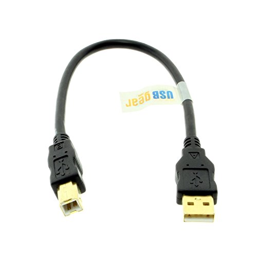 USBGear Black USB Cable A to B12 inch High-Speed USB 2.0 Gold Plated